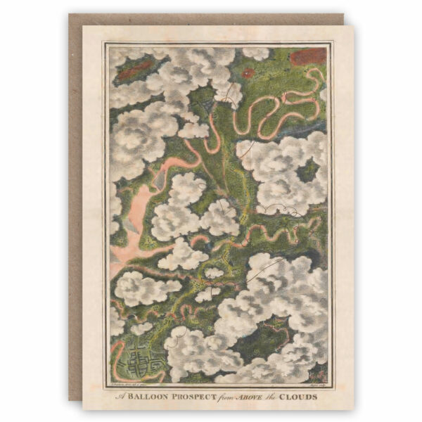 Greeting card showing aerial view from a hot air balloon