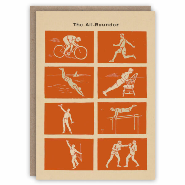 Sports greeting card illustrating the all-rounder