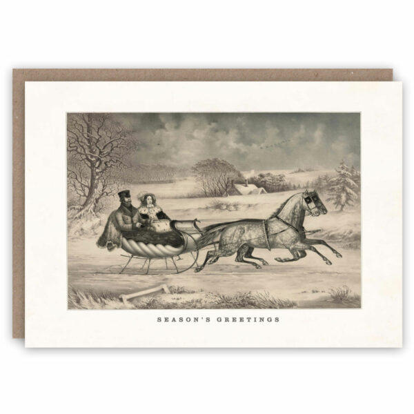 Christmas card of The Road Winter by Currier and Ives