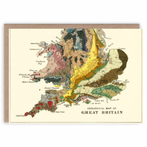 Greeting card featuring a map of the geology of Britain