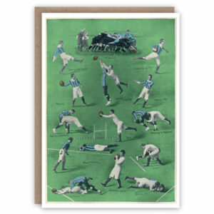 Greeting card illustrating rugby techniques