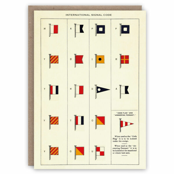 Greeting card of a semaphore message signalling happy birthday