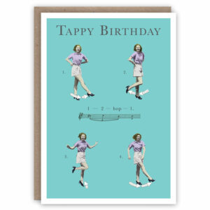 Tap dancing birthday card featuring Ginger Rogers