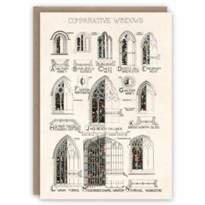 Greeting card illustrating types of gothic windows