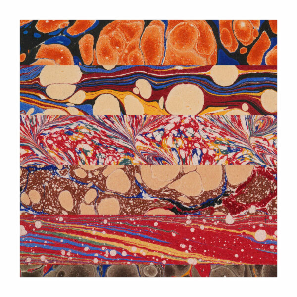 Detail from wrapping paper featuring examples of marbling