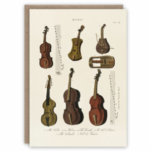 Greeting card illustrating types of violin