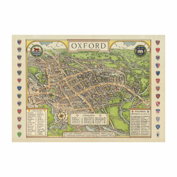 Vintage map of oxford colleges